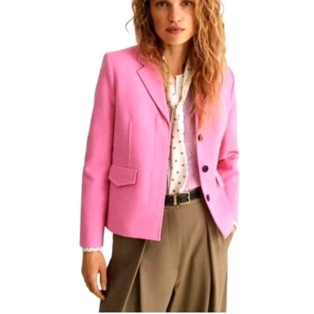 Me + Em Blazer 2 Cotton Blend Fitted Contour Jacket Preppy Career Corp